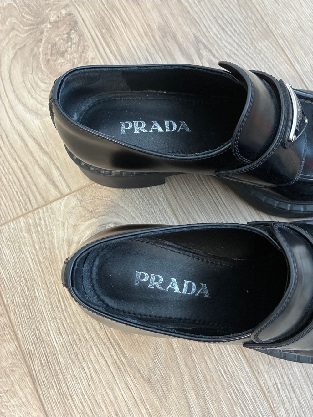 Prada Black Patent Leather Platform Loafers - Picture 4 of 8